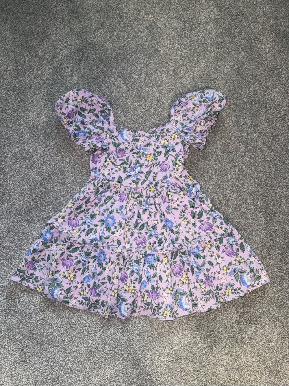 Janie and Jack Lilac Floral Puff-Sleeve Dress